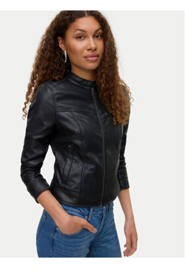 Vero Moda Kurtka z imitacji skóry Amanda 10331229 Czarny Regular Fit. Kolor: czarny. Materiał: skóra