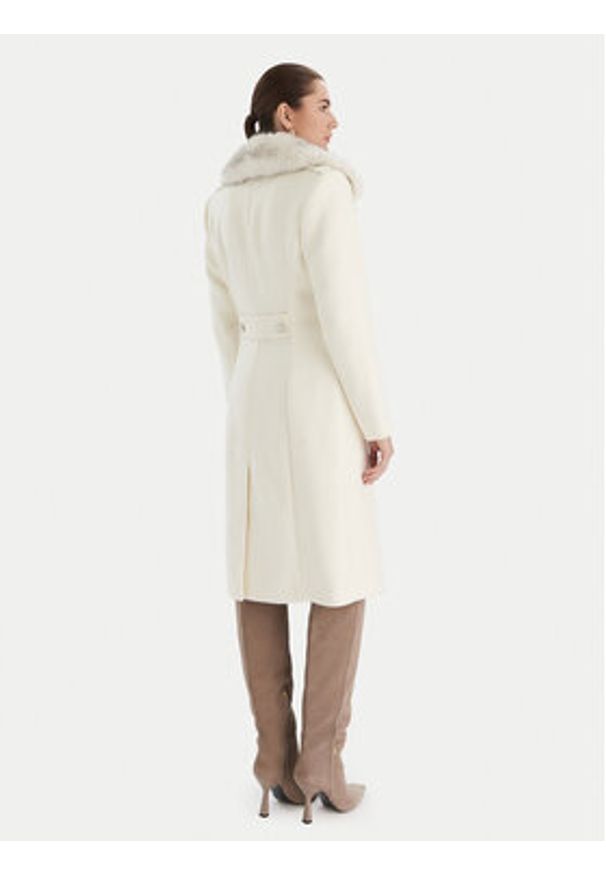 Guess Płaszcz wełniany W5BL19 W2642 Écru Regular Fit. Materiał: syntetyk