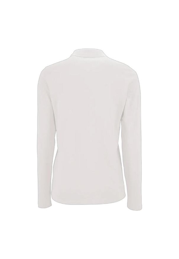 SOL'S - Damska Koszulka Polo Z Długim Rękawem Perfect Pique. Typ kołnierza: polo. Kolor: biały. Długość rękawa: długi rękaw. Długość: długie