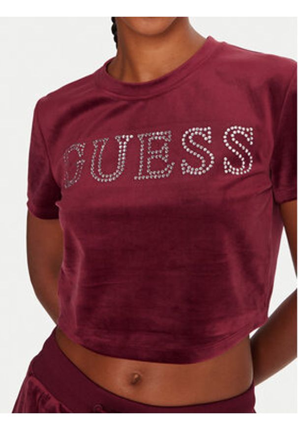 Guess T-Shirt V3BI01 K0232 Bordowy Regular Fit. Kolor: czerwony. Materiał: syntetyk