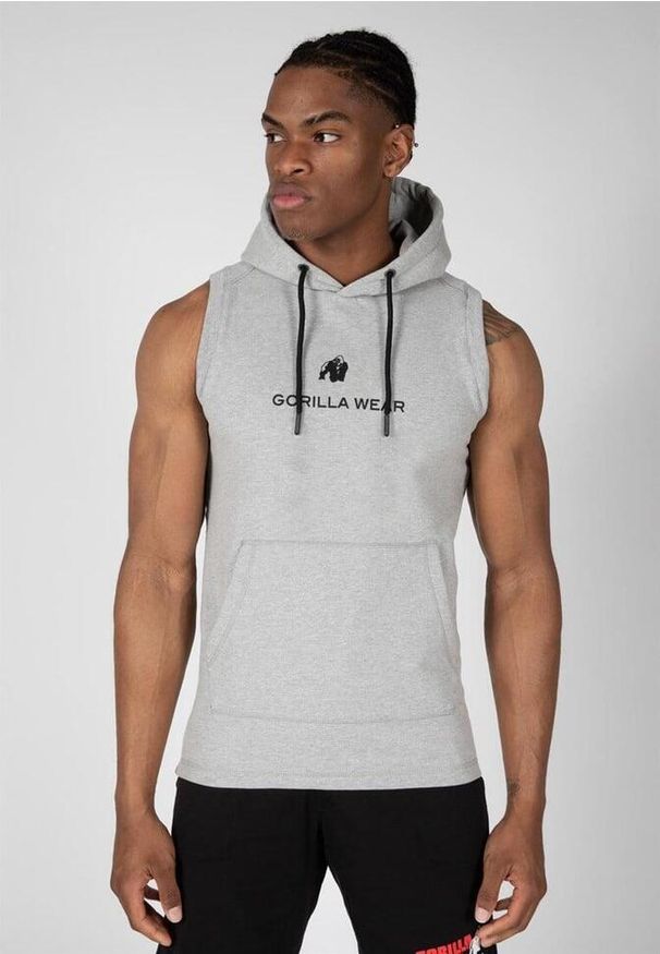GORILLA WEAR - Lincoln Bluza z kapturem bez rękawów - Szary. Typ kołnierza: kaptur. Kolor: szary. Długość rękawa: bez rękawów. Sport: fitness