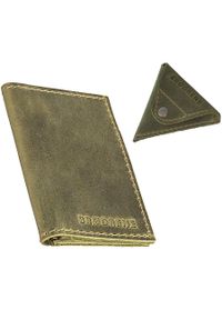 Skórzany zestaw portfel i bilonówka BRODRENE SW03 + CW01 zielony. Kolor: oliwkowy. Materiał: skóra #1