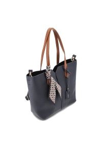 Torebka damska Rieker, ze skóry ekologicznej o klasycznej formie z dwoma uchwytami długim paskiem na ramię ozdobną apaszką i funkcjonalnym wnętrzem d. Kolor: niebieski. Materiał: skórzane. Styl: klasyczny. Rodzaj torebki: na ramię #3