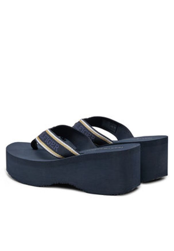TOMMY HILFIGER - Tommy Hilfiger Japonki Im Platform Beach Sandal FW0FW08236 Granatowy. Kolor: niebieski. Materiał: materiał. Obcas: na platformie