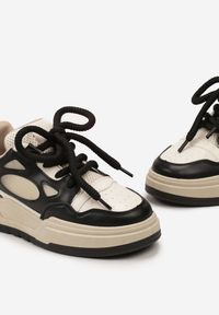 Born2be - Czarne Sneakersy na Grubej Podeszwie z Ozdobnym Sznurowaniem Aqulli. Kolor: czarny. Materiał: jeans. Obcas: na platformie #5