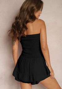 Renee - Czarny Bawełniany Kombinezon z Elastyczną Górą i Falbankami Palelia. Okazja: na co dzień. Kolor: czarny. Materiał: bawełna. Styl: casual #4