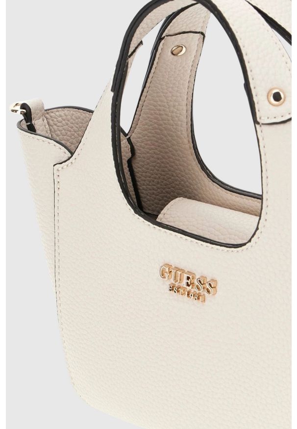 Guess - GUESS Beżowa torebka damska Calista 2 In 1 Mini. Kolor: beżowy. Materiał: skórzane. Rozmiar: małe
