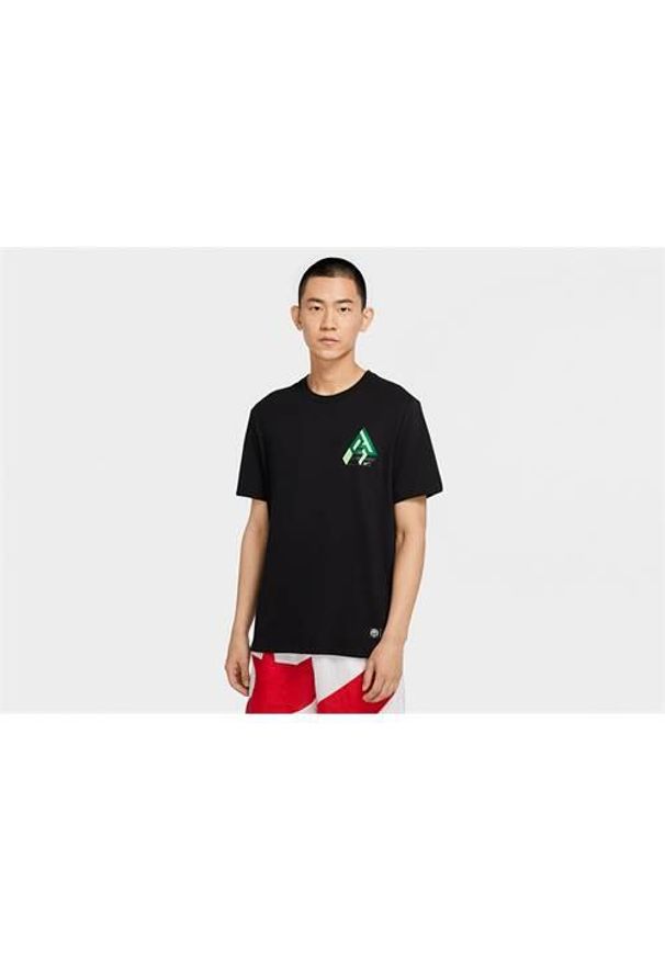 Koszulka sportowa męska Nike Giannis Logo Dri-fit. Kolor: czarny. Długość rękawa: krótki rękaw. Technologia: Dri-Fit (Nike). Długość: krótkie. Sport: fitness