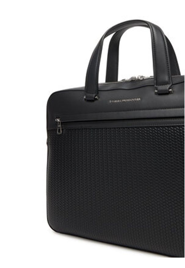 TOMMY HILFIGER - Tommy Hilfiger Torba na laptopa Th Woven Computer Bag AM0AM13660 Czarny. Kolor: czarny. Materiał: skóra