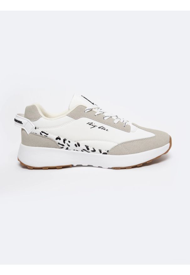 Big-Star - Sneakersy damskie z beżowymi wstawkami białe LL274957 101. Kolor: biały