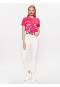 TOMMY HILFIGER - Tommy Hilfiger T-Shirt WW0WW40051 Różowy Regular Fit. Kolor: różowy. Materiał: bawełna #5