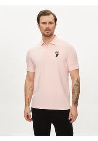 Karl Lagerfeld - KARL LAGERFELD Polo 745022 542221 Różowy Regular Fit. Typ kołnierza: polo. Kolor: różowy. Materiał: bawełna