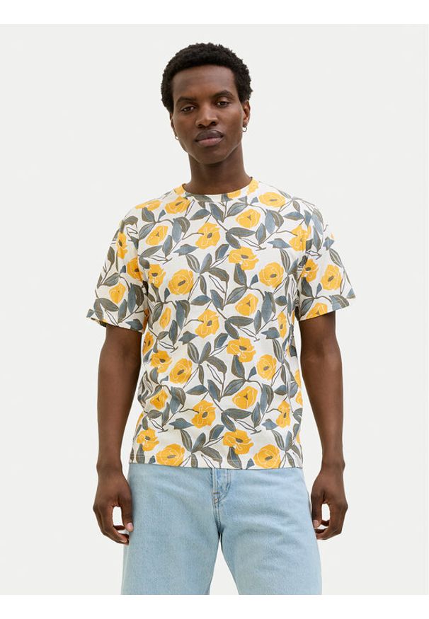 Jack & Jones T-Shirt Almeria 12276912 Beżowy Regular Fit. Kolor: beżowy. Materiał: bawełna