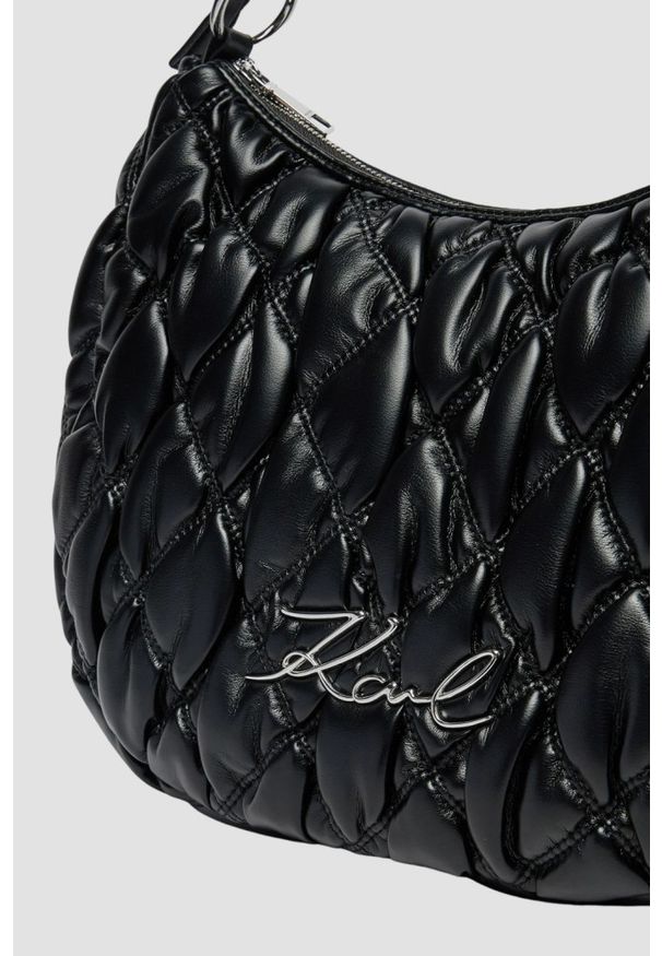 Karl Lagerfeld - KARL LAGERFELD Czarna pikowana damska torebka Kuilt Hobo. Kolor: czarny. Materiał: pikowane. Styl: elegancki, casual