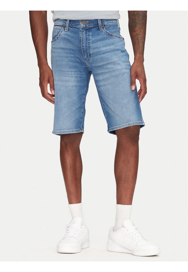 Wrangler Szorty jeansowe Colton 112362488 Niebieski Regular Fit. Kolor: niebieski. Materiał: bawełna