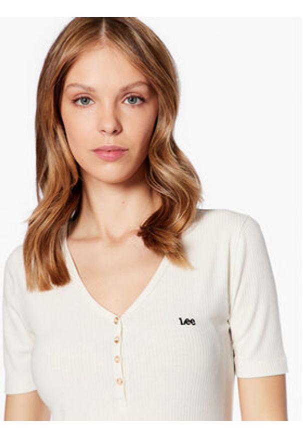 Lee T-Shirt L44KIPNQ 112333722 Écru Regular Fit. Materiał: syntetyk