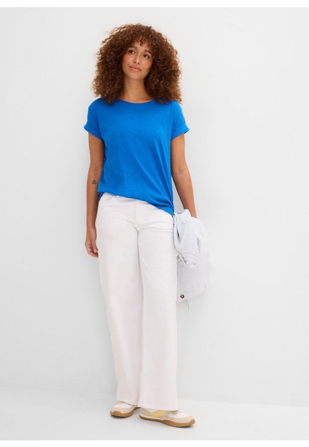 bonprix - Koszulka boxy. Kolor: niebieski. Długość rękawa: krótki rękaw. Długość: krótkie