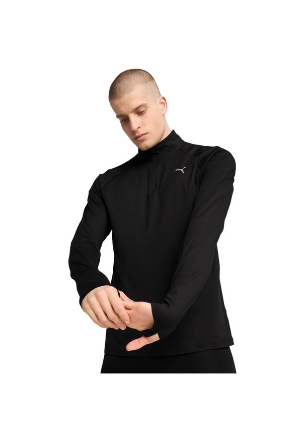 Bluzka męskie Puma M Run Velocity Cloudspun 14 Zip. Kolor: czarny. Materiał: poliester, materiał. Sport: bieganie