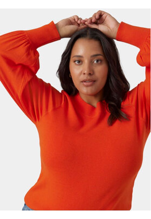 Vero Moda Curve Sweter 10291293 Pomarańczowy Regular Fit. Kolor: pomarańczowy. Materiał: wiskoza