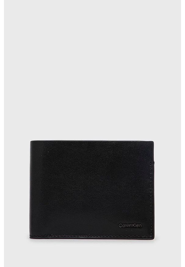 Calvin Klein portfel męski kolor czarny. Kolor: czarny. Materiał: skóra, materiał. Wzór: gładki