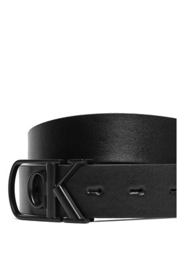 Calvin Klein Pasek Męski Curve Monogram Buckle 32Mm Rev LV04D7021G Czarny. Kolor: czarny. Materiał: skóra