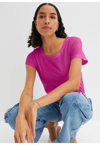 bonprix - Bluzka z okrągłym dekoltem (5 szt.). Kolor: różowy. Materiał: jersey. Długość rękawa: krótki rękaw. Długość: krótkie #3