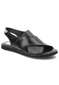 Czarne Sandały Nessi Wygodne Skórzane Buty. Okazja: na co dzień. Zapięcie: pasek. Kolor: czarny. Materiał: skóra. Sezon: lato. Styl: casual, klasyczny, elegancki
