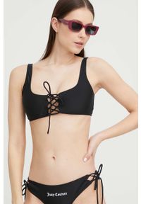 Juicy Couture dwuczęściowy strój kąpielowy kolor czarny miękka miseczka. Kolor: czarny. Wzór: nadruk #3