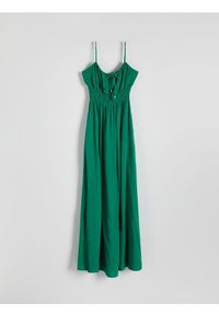 Reserved - Sukienka z wiskozy - zielony. Kolor: zielony. Materiał: wiskoza. Typ sukienki: proste