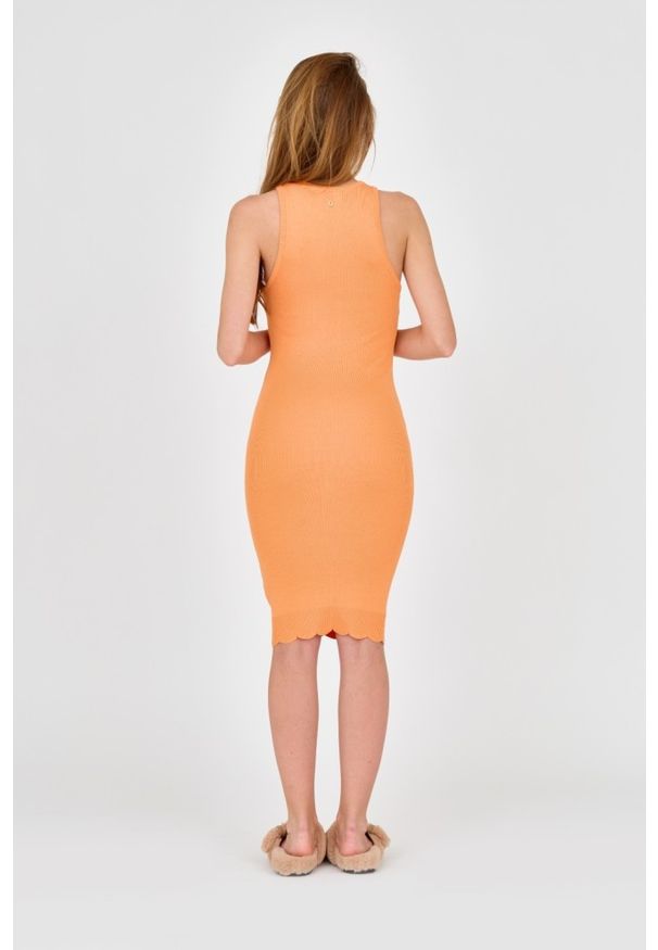 Guess - GUESS Pomarańczowa damska sukienka dzianinowa, Rozmiar M. Kolor: pomarańczowy. Materiał: dzianina, wiskoza