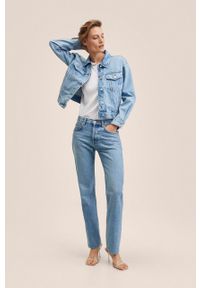 mango - Mango kurtka jeansowa damska przejściowa. Kolor: niebieski. Materiał: jeans