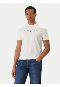 Tommy Jeans T-Shirt Linear Logo DM0DM20744 Biały Regular Fit. Kolor: biały. Materiał: bawełna #1