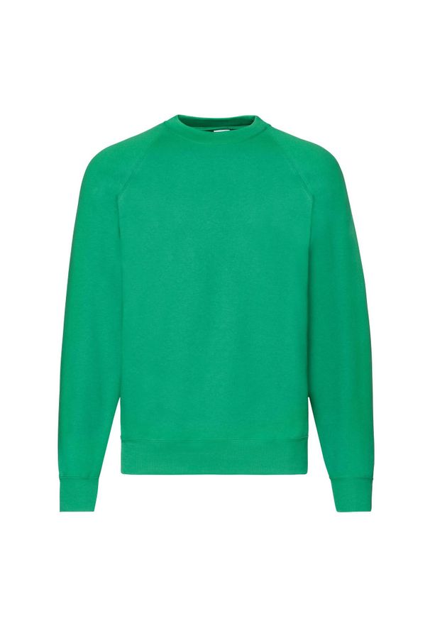 FRUIT OF THE LOOM - Męska Klasyczna Bluza Raglanowa. Kolor: zielony. Długość rękawa: raglanowy rękaw