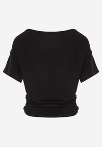 Renee - Czarna Nietoperzowa Bluzka z Wiskozy na Jedno Ramię z Marszczeniem w Talii Ariciane. Okazja: na co dzień. Kolor: czarny. Materiał: wiskoza. Styl: casual #3