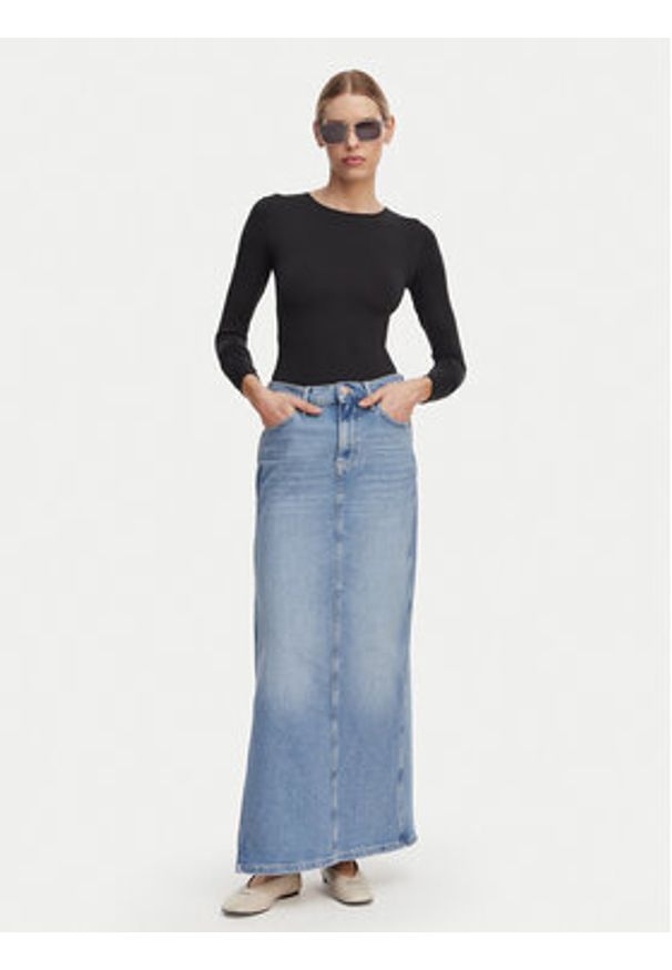 Tommy Jeans Spódnica jeansowa Claire DW0DW22711 Niebieski jasny Regular Fit. Kolor: niebieski. Materiał: bawełna