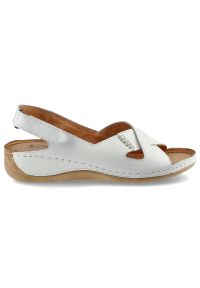 Białe Sandały Pollonus Damskie Skórzane Obuwie. Zapięcie: rzepy. Kolor: biały. Materiał: skóra. Sezon: lato. Obcas: na platformie #2