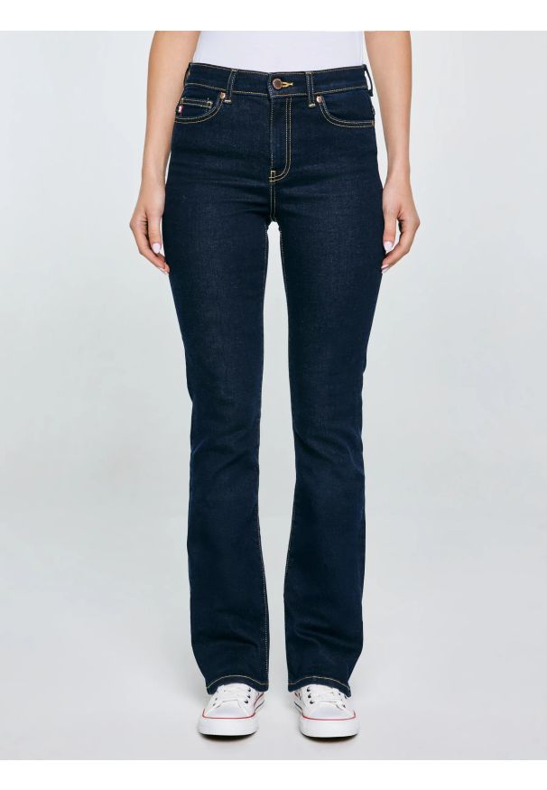 Big-Star - Jeansy damskie granatowe Adela Bootcut 505. Kolor: niebieski