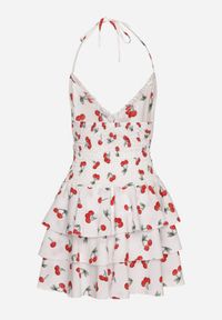 Born2be - Biała Rozkloszowana Sukienka w Wisienki z Falbankami i Dekoltem Halter Lanideia. Okazja: na co dzień, na spacer, na imprezę. Typ kołnierza: dekolt halter, kołnierz z falbankami. Kolor: biały. Materiał: bawełna. Sezon: lato. Typ sukienki: rozkloszowane. Styl: casual #2