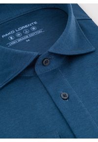 Pako Lorente - PAKO LORENTE - Granatowa dzianinowa koszula męska. Typ kołnierza: kołnierzyk włoski. Kolor: niebieski. Materiał: dzianina. Długość rękawa: długi rękaw. Długość: długie. Wzór: melanż #7