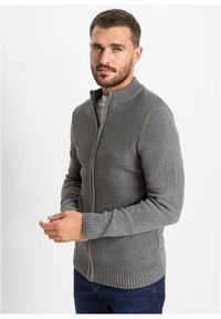 bonprix - Bawełniany kardigan z cienkiej dzianiny. Kolor: szary. Materiał: dzianina, bawełna. Długość: długie #1