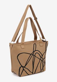 Renee - Brązowa Torebka Typu Shopper z Paskiem Crossbody w Abstrakcyjny Wzór Obelisse. Kolor: brązowy. Styl: elegancki, casual. Rodzaj torebki: na ramię