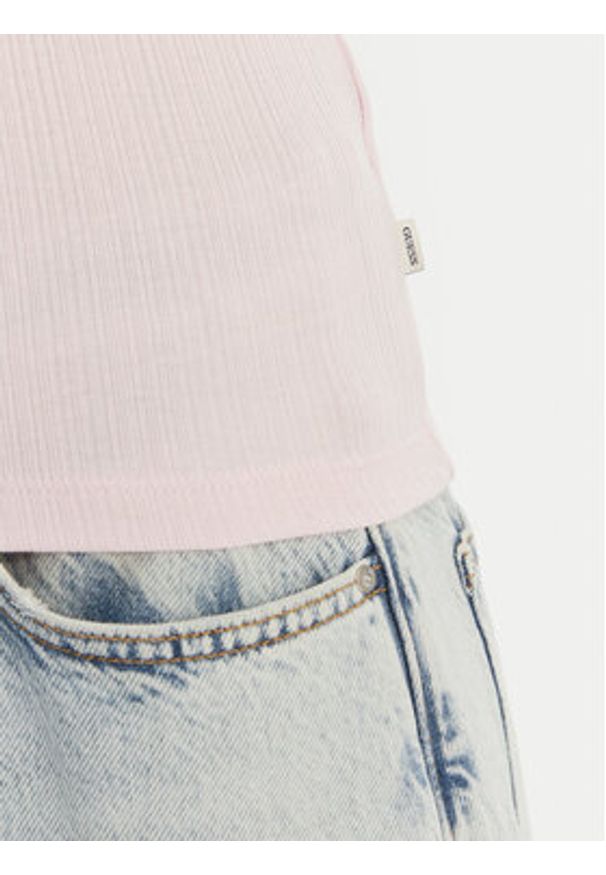 Guess Jeans Top W6GPZ8 KF641 Różowy Slim Fit. Kolor: różowy. Materiał: syntetyk