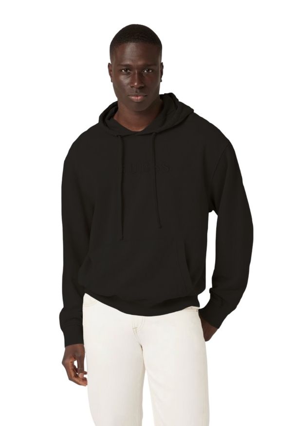 Guess - GUESS Czarna bluza męska Finch Terry, Rozmiar XXL. Kolor: czarny. Materiał: bawełna