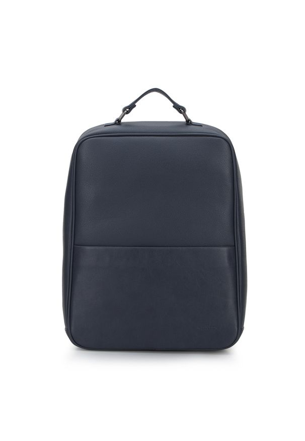 Wittchen - Plecak na laptopa 15,6” z gładką kieszenią granatowy. Kolor: niebieski. Materiał: skóra ekologiczna. Wzór: gładki. Styl: klasyczny, elegancki