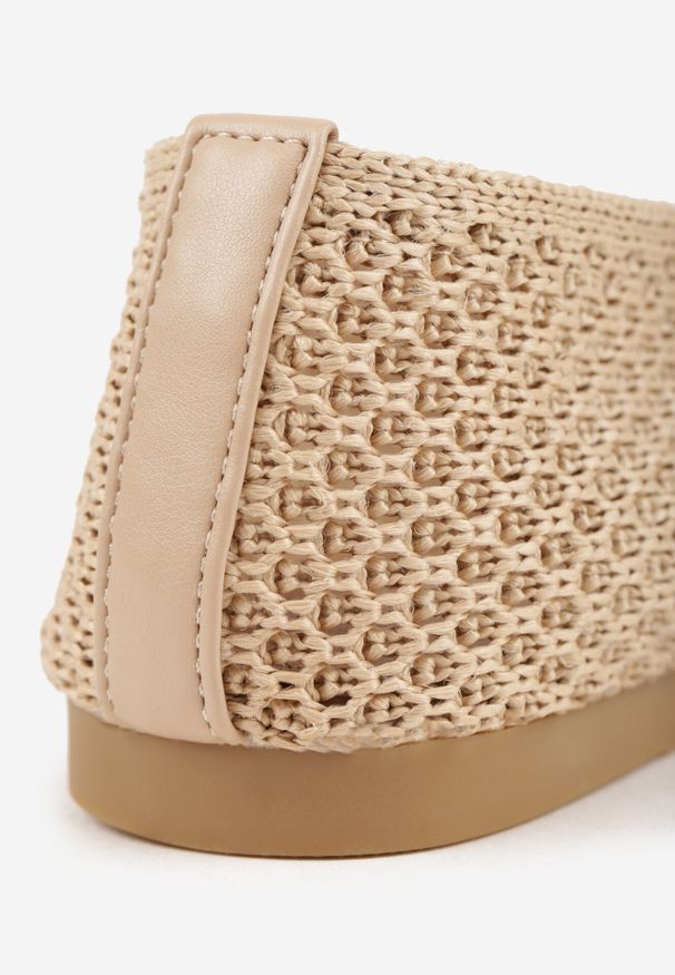 Born2be - Ciemnobeżowe Szydełkowe Balerinki VICES z Plecionki Wolfs. Okazja: na co dzień. Kolor: beżowy. Materiał: jeans, materiał. Szerokość cholewki: normalna. Styl: casual, elegancki