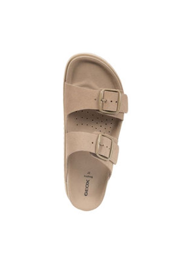 Geox Klapki D Sandybett D558RA 00022 C6738 Beżowy. Kolor: beżowy. Materiał: skóra, zamsz