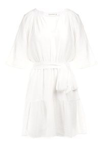 Born2be - Biała Sukienka Hyromela. Kolor: biały. Materiał: tkanina, materiał. Wzór: gładki. Typ sukienki: rozkloszowane. Długość: mini #5