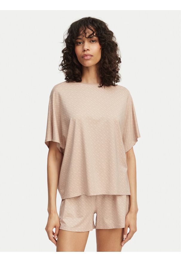 BOSS Koszulka piżamowa 50561029 Beżowy Oversize. Kolor: beżowy. Materiał: lyocell