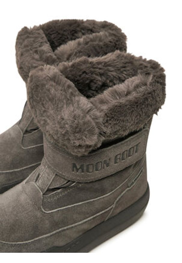 Moon Boot Śniegowce Junior Park Dtrap Boot Suede 80D3440040 Szary. Kolor: szary. Materiał: skóra, zamsz