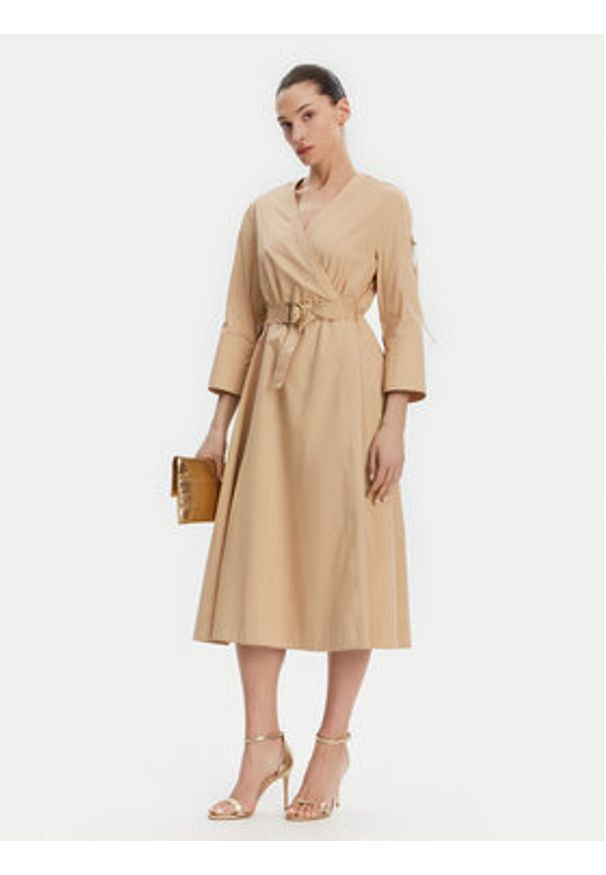 Liu Jo Sukienka codzienna WA5170 T4390 Beżowy Regular Fit. Okazja: na co dzień. Kolor: beżowy. Materiał: bawełna. Typ sukienki: proste. Styl: casual